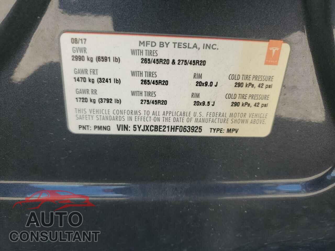 TESLA MODEL X 2017 - 5YJXCBE21HF063925