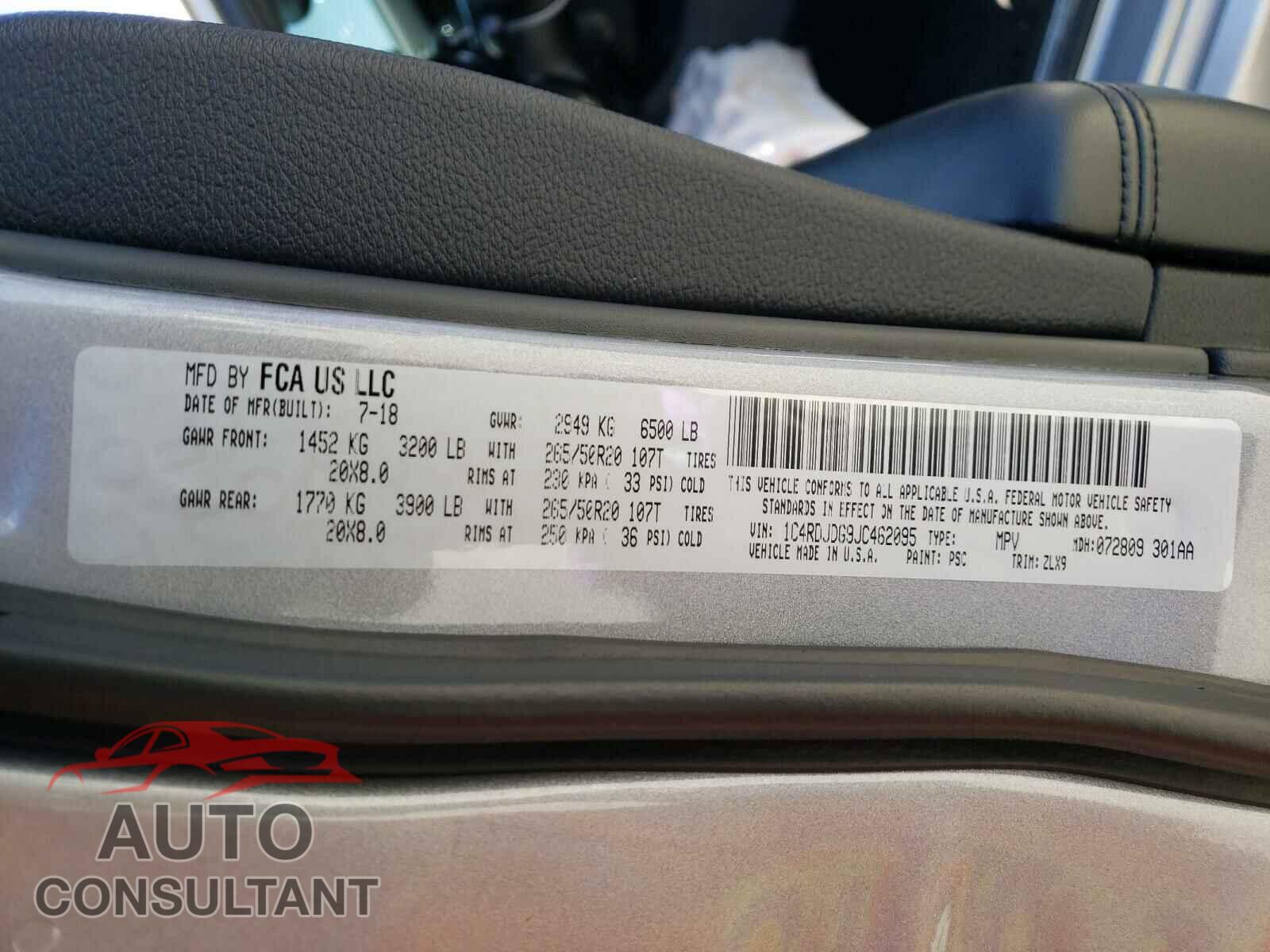 DODGE DURANGO 2018 - 1C4RDJDG9JC462095