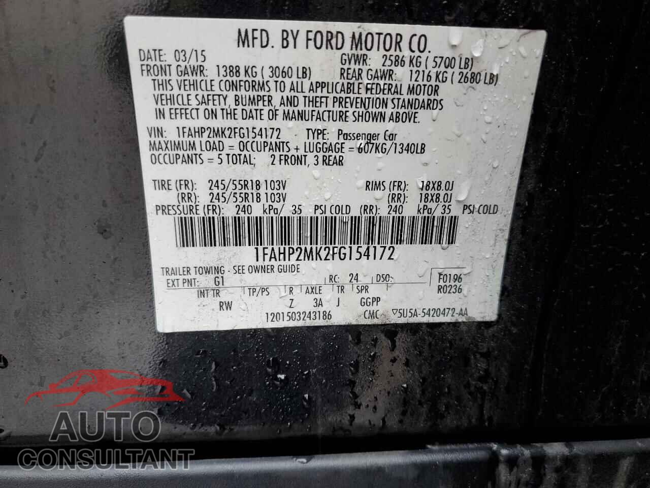 FORD TAURUS 2015 - 1FAHP2MK2FG154172