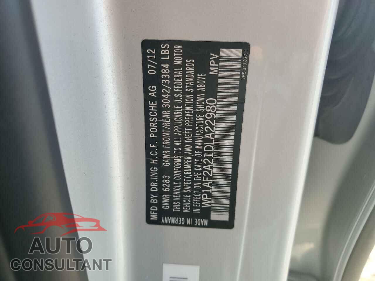 PORSCHE CAYENNE 2013 - WP1AF2A21DLA22980