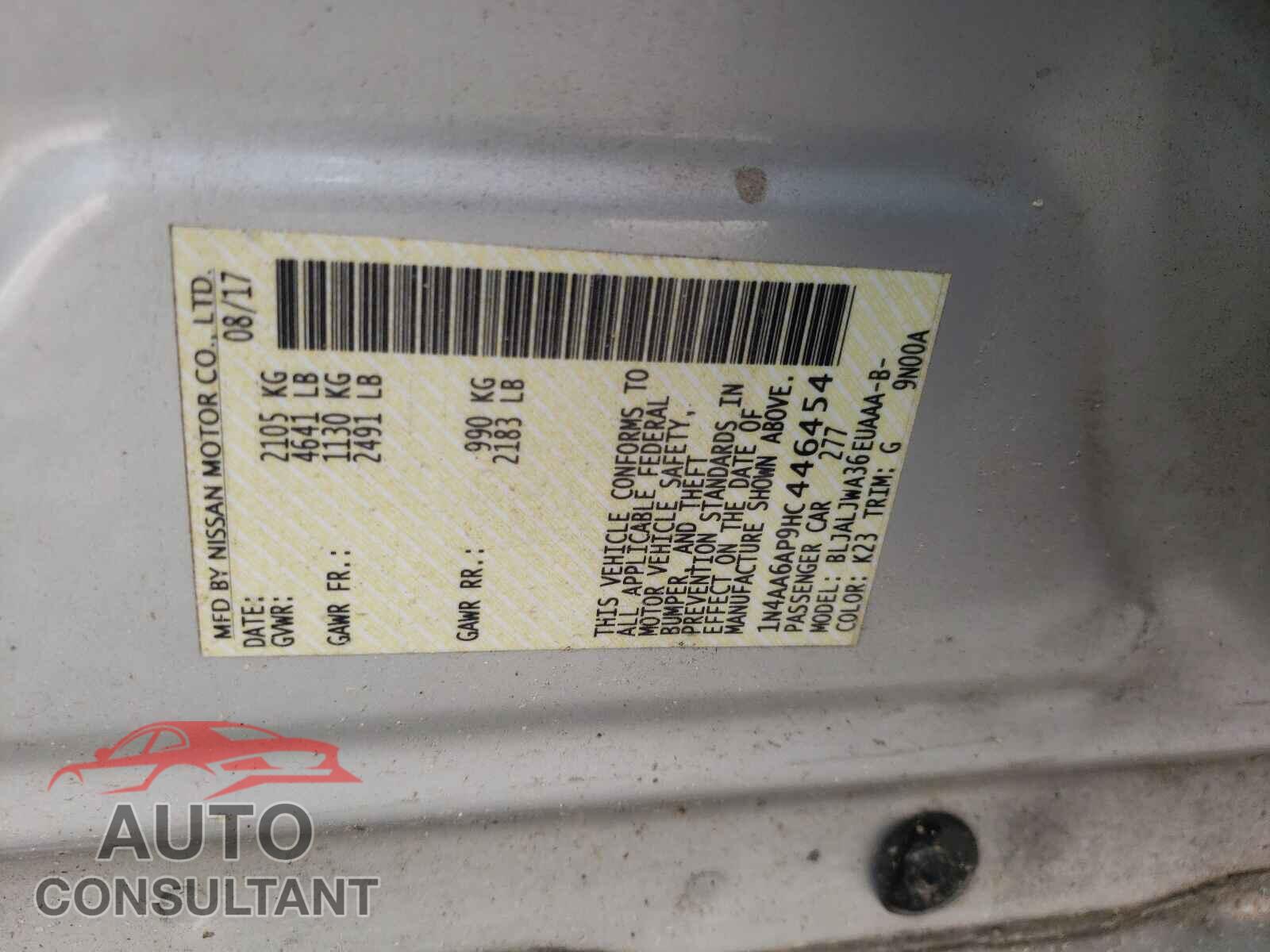 NISSAN MAXIMA 2017 - 1N4AA6AP9HC446454