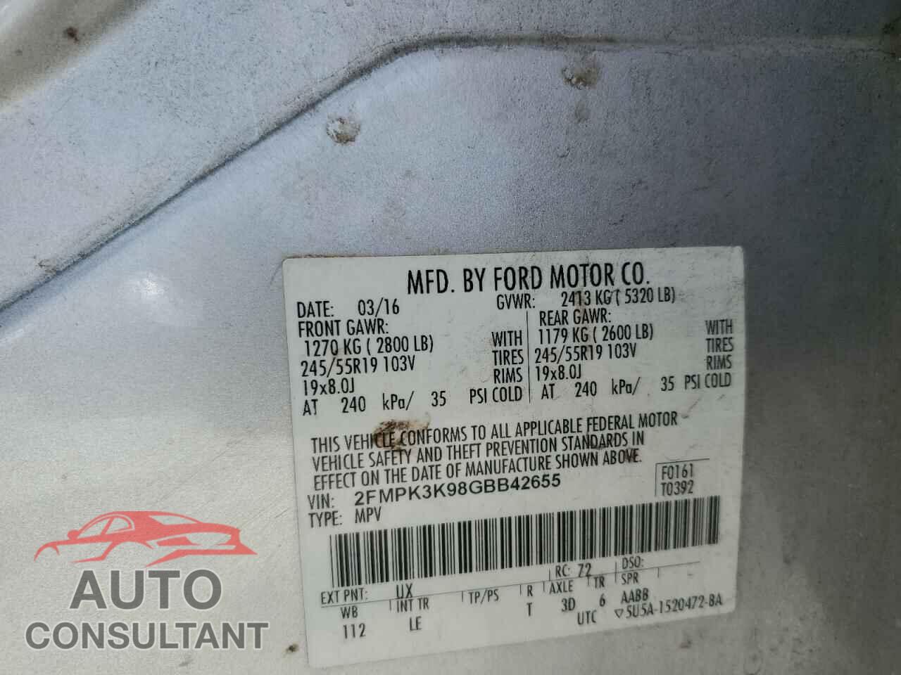 FORD EDGE 2016 - 2FMPK3K98GBB42655