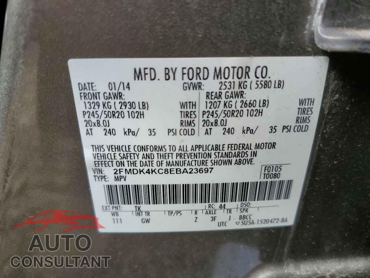 FORD EDGE 2014 - 2FMDK4KC8EBA23697