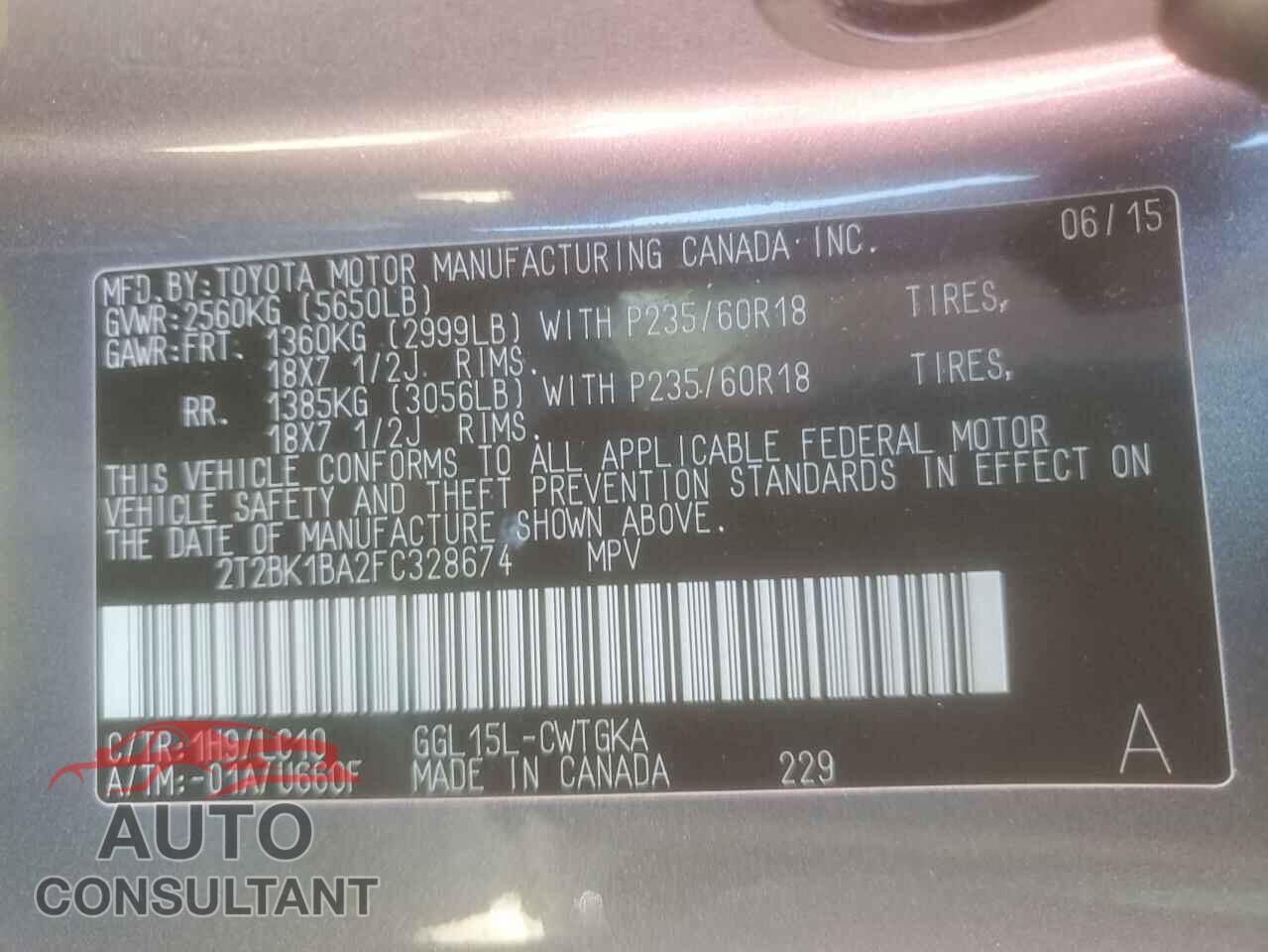 LEXUS RX350 2015 - 2T2BK1BA2FC328674