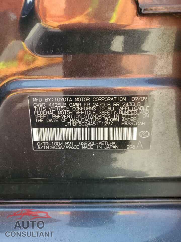 LEXUS IS 2010 - JTHBF5C24A5111297