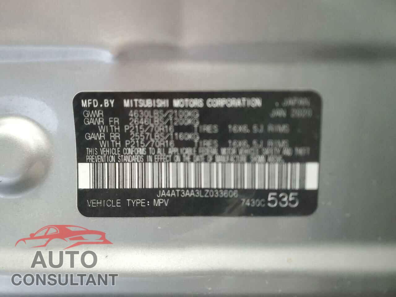 MITSUBISHI ECLIPSE 2020 - JA4AT3AA3LZ033606