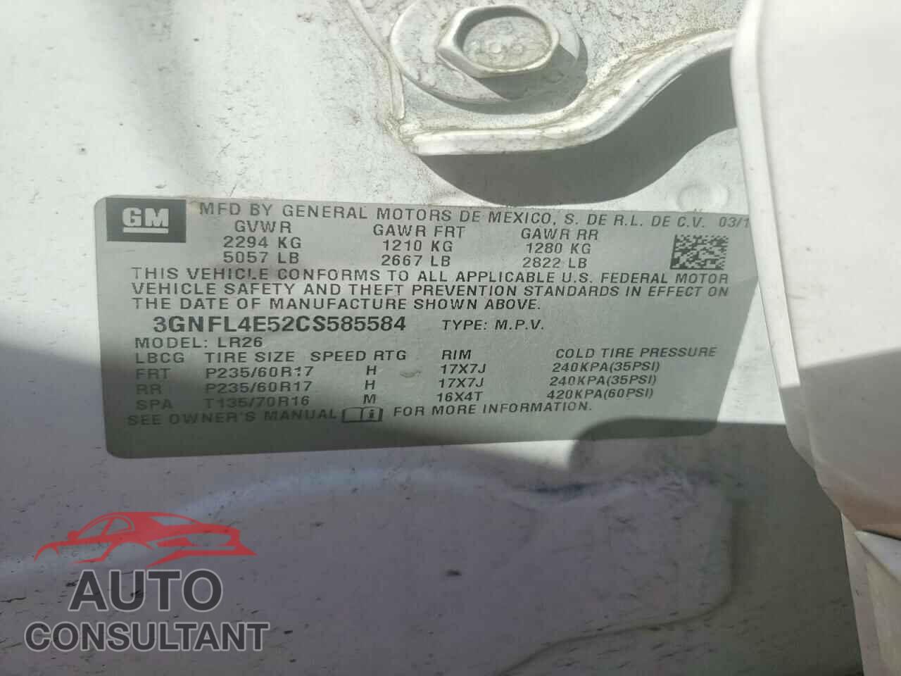 CHEVROLET CAPTIVA 2012 - 3GNFL4E52CS585584