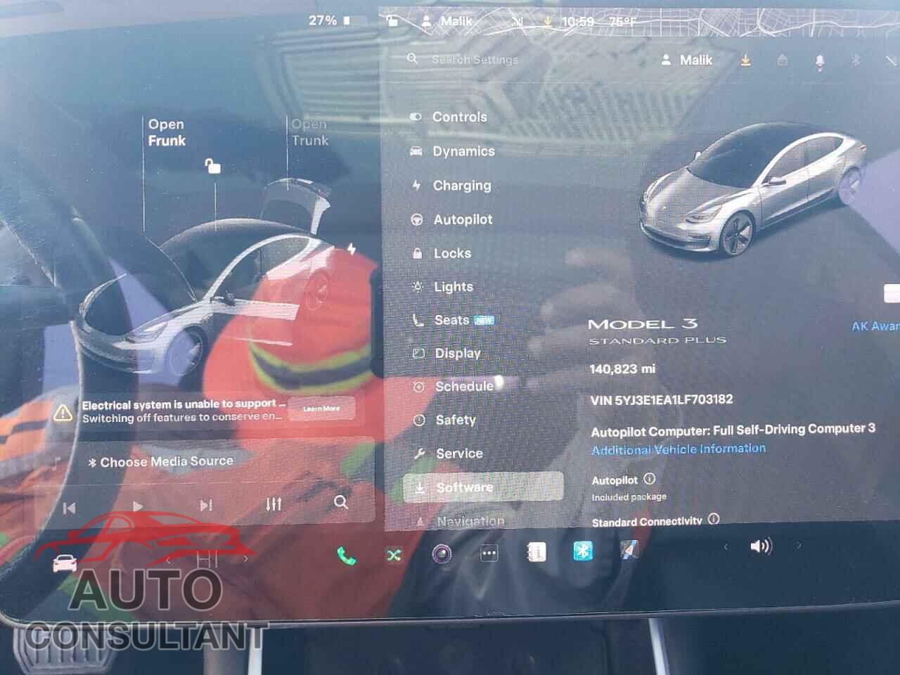 TESLA MODEL 3 2020 - 5YJ3E1EA1LF703182