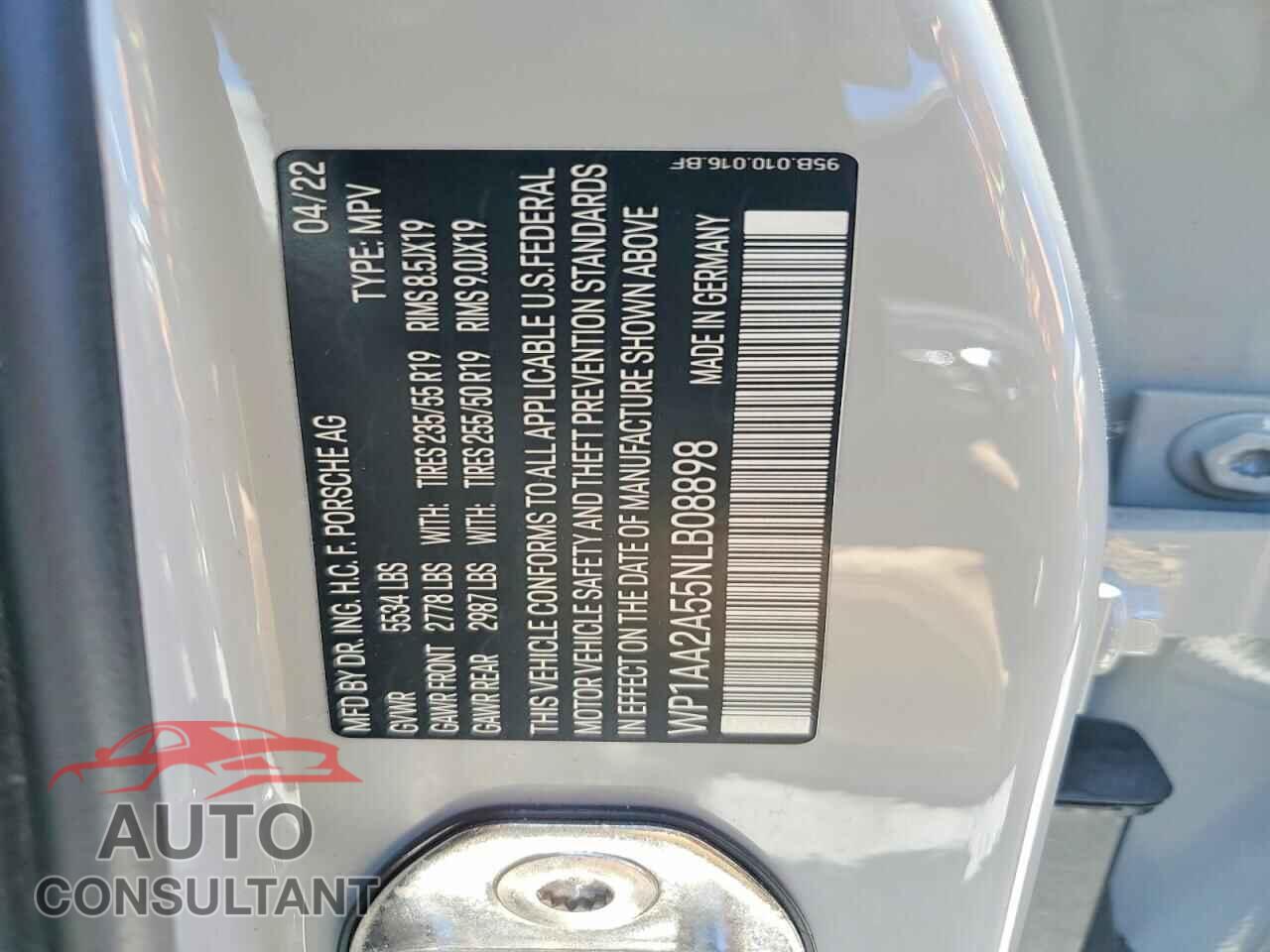 PORSCHE MACAN 2022 - WP1AA2A55NLB08898