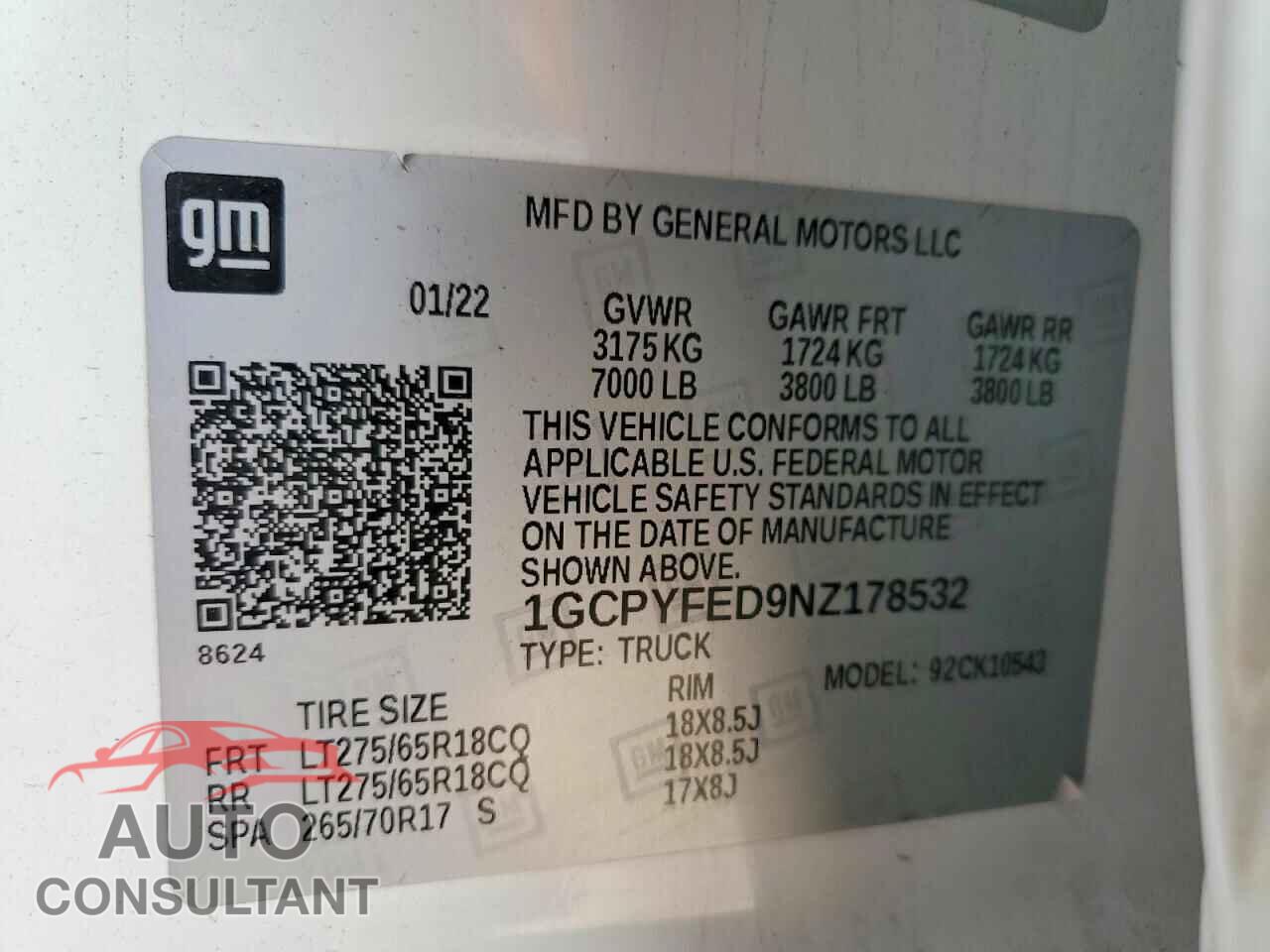 CHEVROLET SILVERADO 2022 - 1GCPYFED9NZ178532