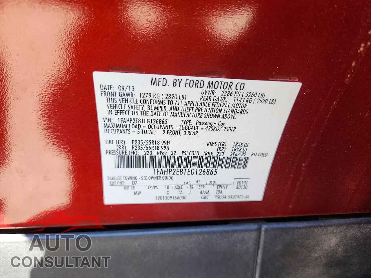 FORD TAURUS 2014 - 1FAHP2E81EG126865