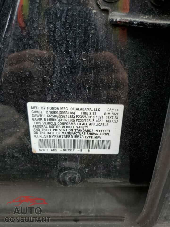 HONDA PILOT 2014 - 5FNYF3H73EB015573