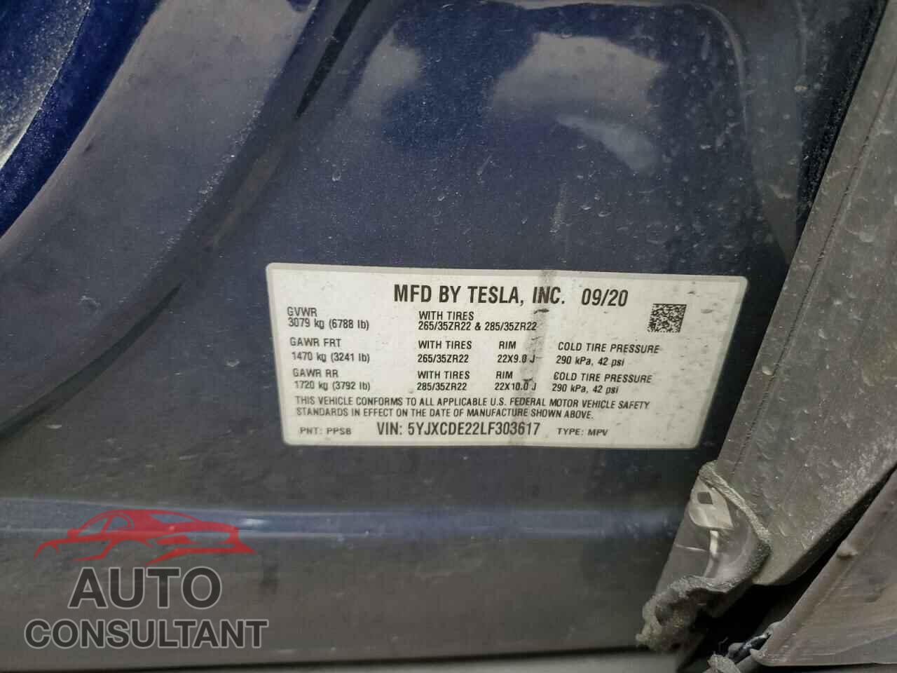 TESLA MODEL X 2020 - 5YJXCDE22LF303617