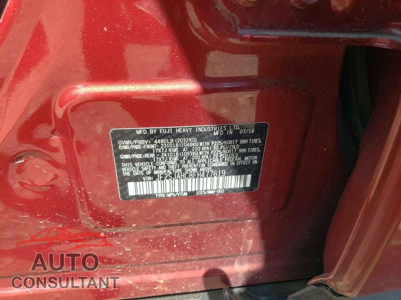 SUBARU FORESTER 2015 - JF2SJAHC8FH477619