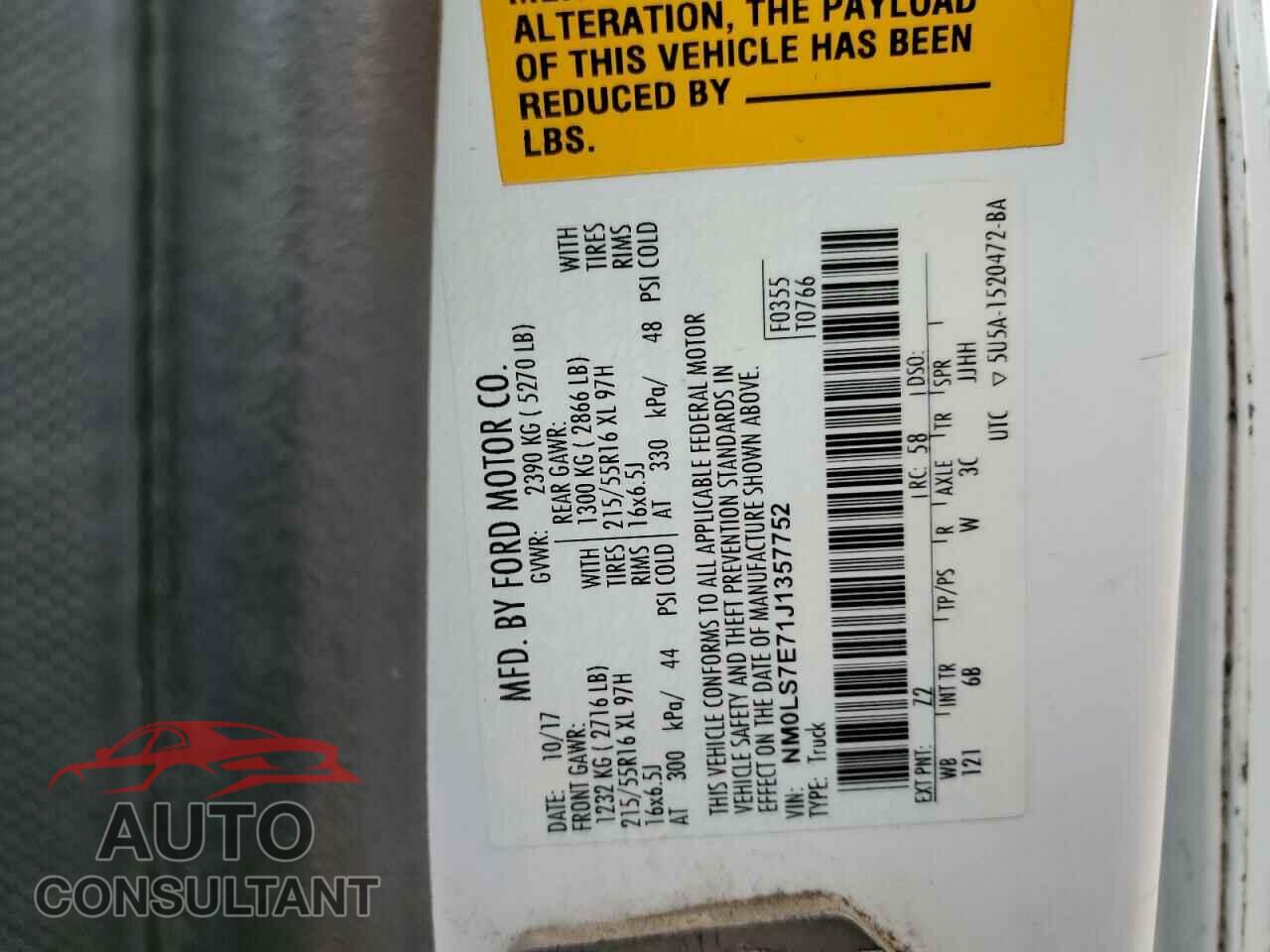 FORD TRANSIT 2018 - NM0LS7E71J1357752