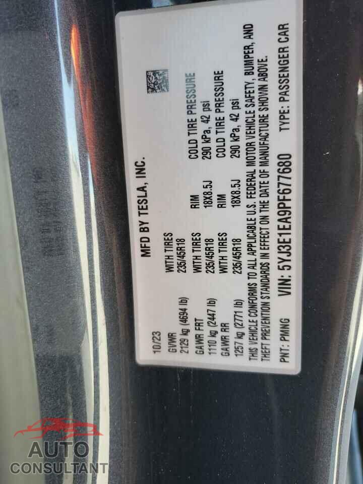 TESLA MODEL 3 2023 - 5YJ3E1EA9PF677680