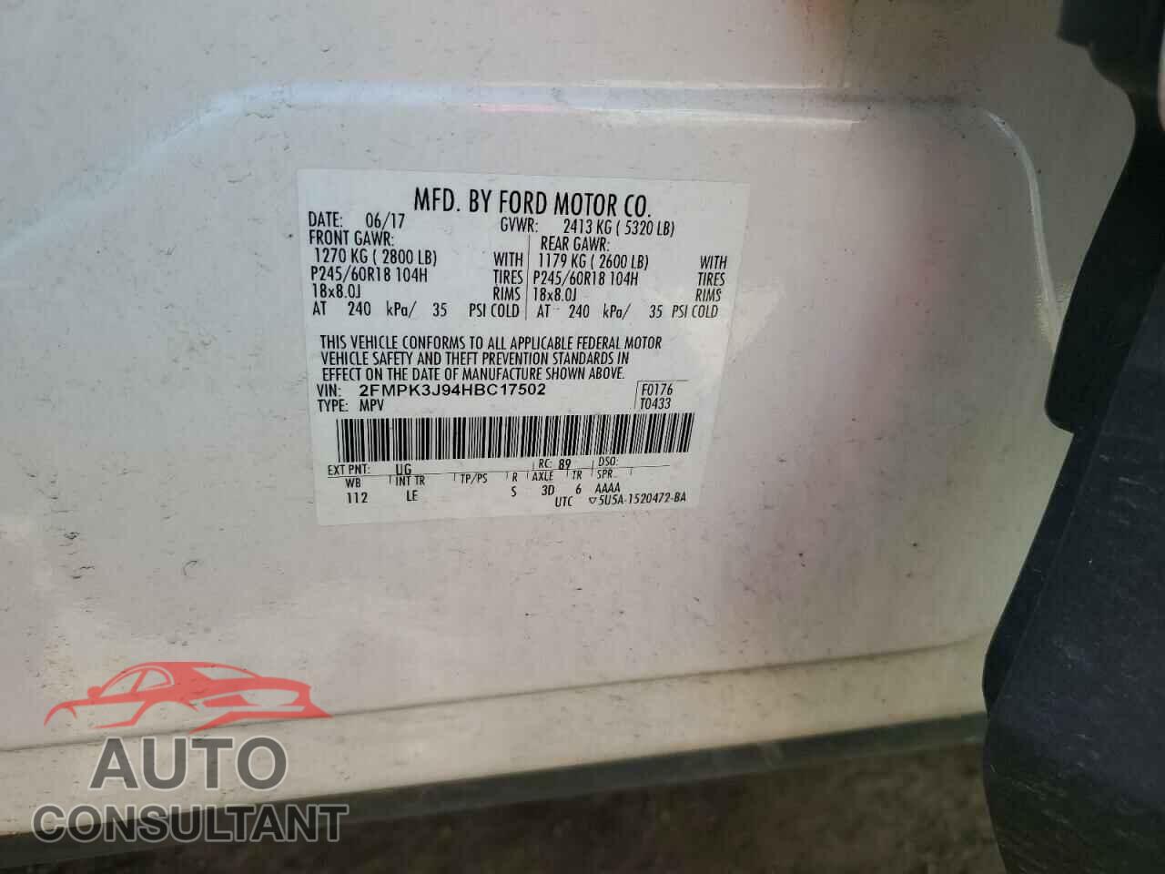 FORD EDGE 2017 - 2FMPK3J94HBC17502