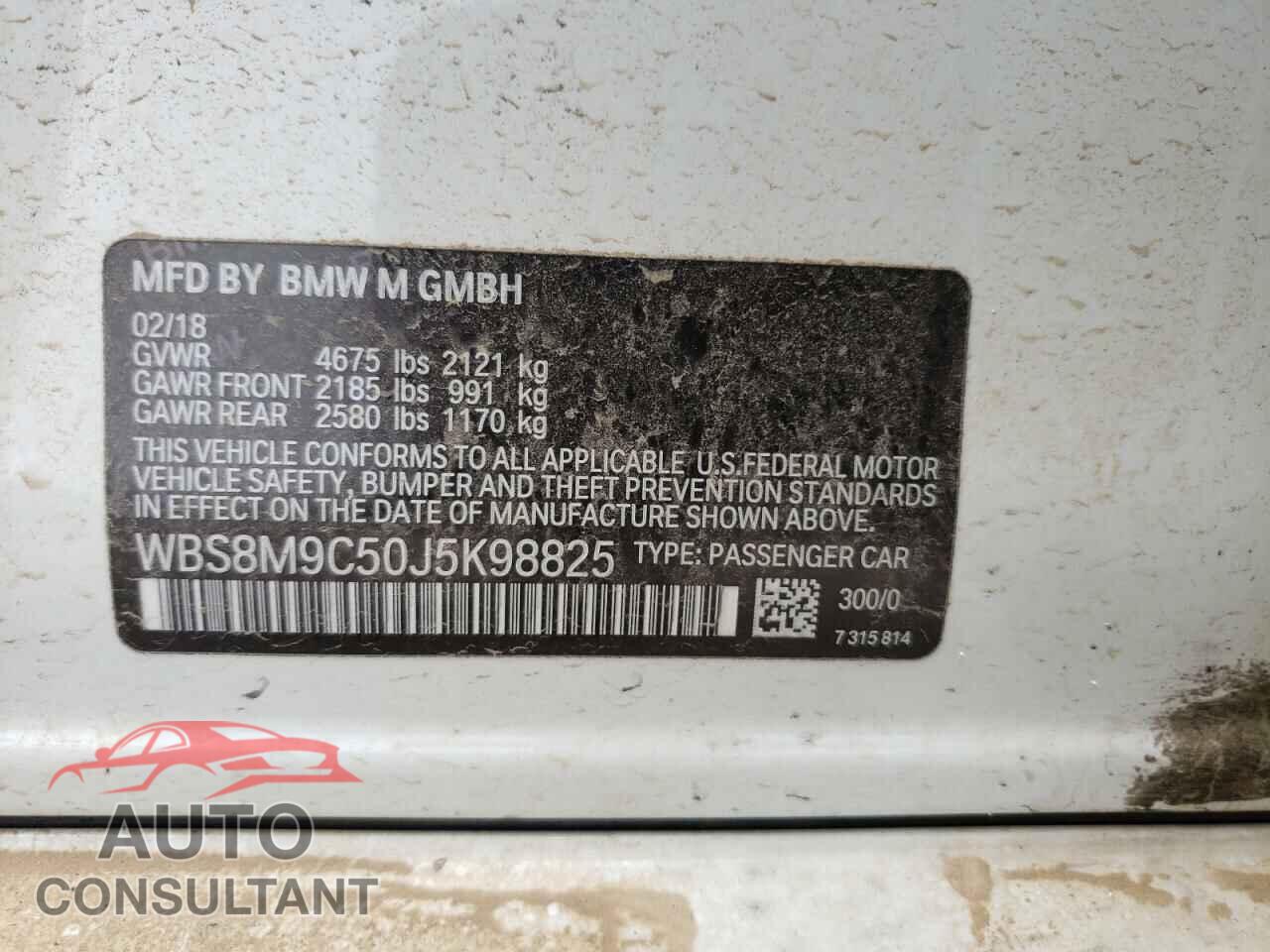 BMW M3 2018 - WBS8M9C50J5K98825