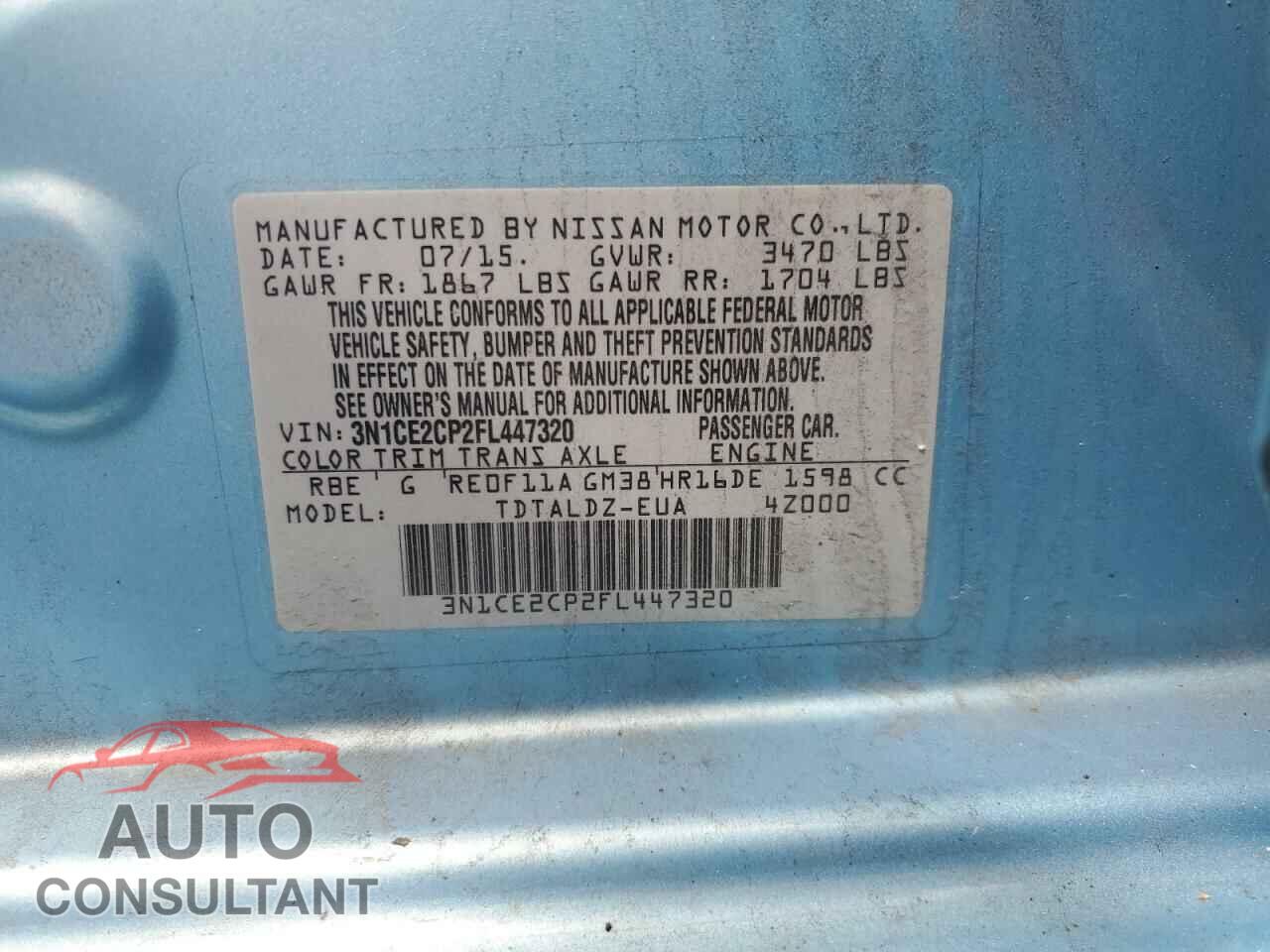 NISSAN VERSA 2015 - 3N1CE2CP2FL447320