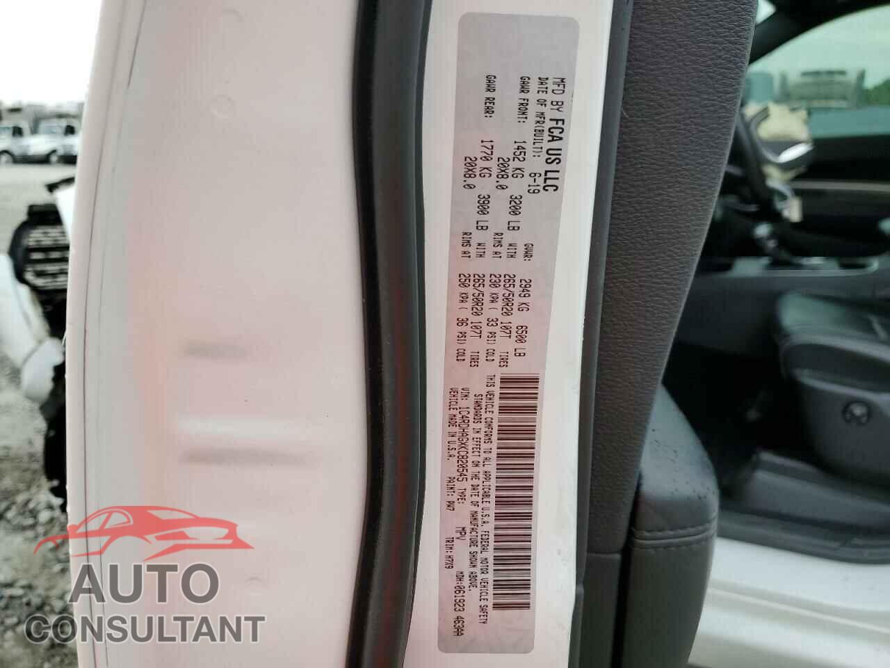 DODGE DURANGO 2019 - 1C4RDHAGXKC820545