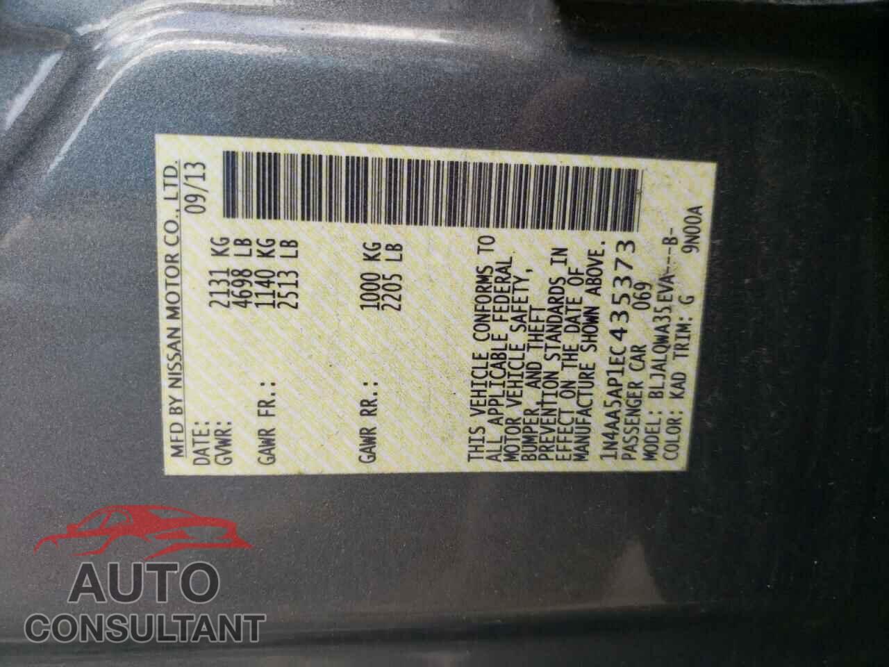 NISSAN MAXIMA 2014 - 1N4AA5AP1EC435373
