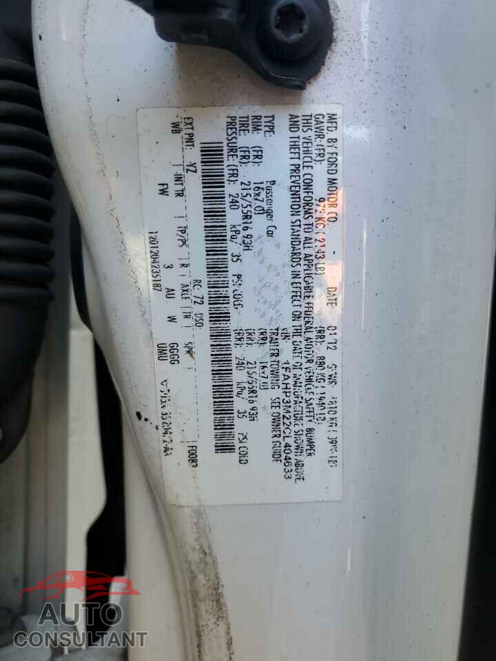 FORD FOCUS 2012 - 1FAHP3M22CL404633