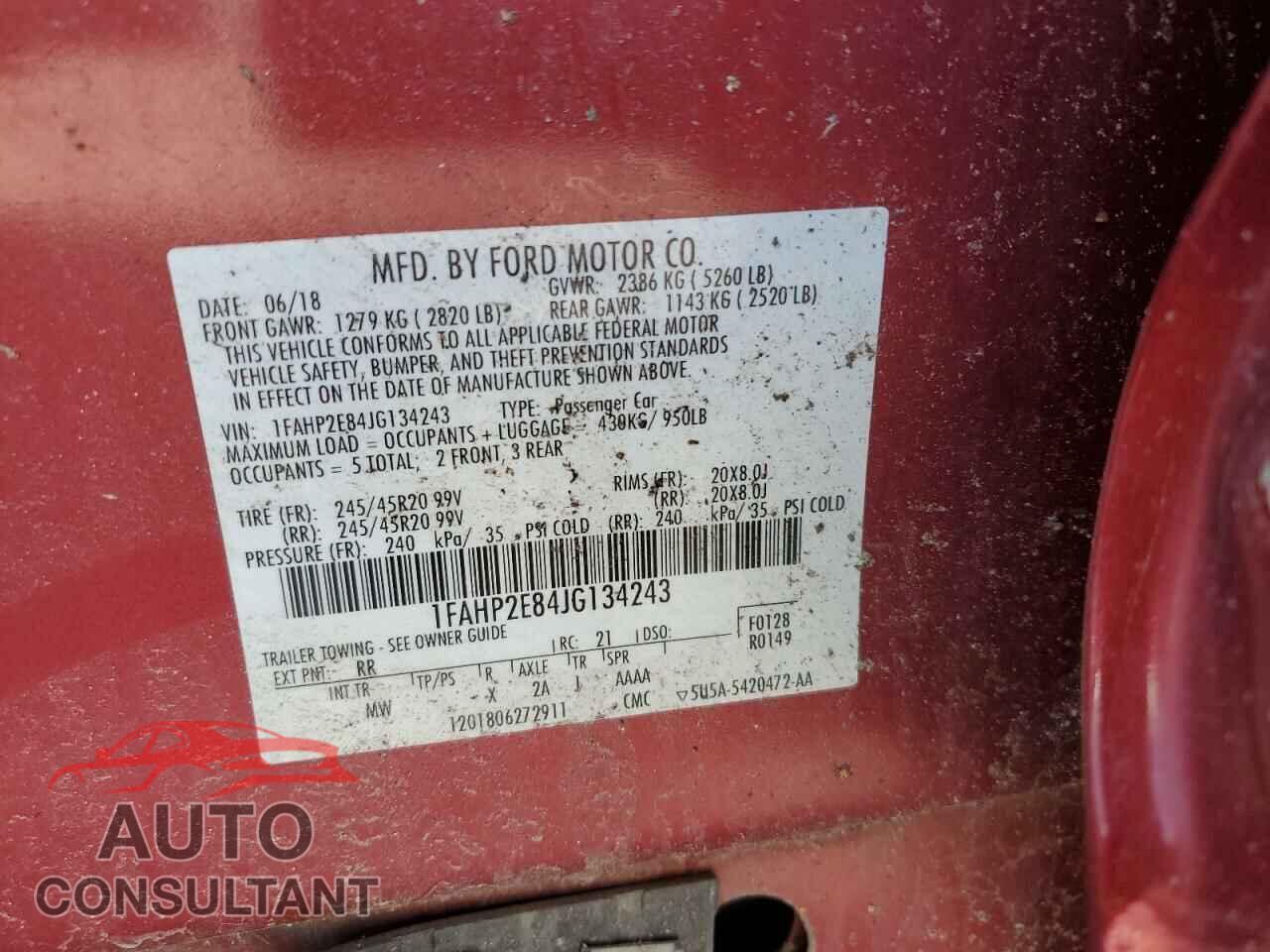 FORD TAURUS 2018 - 1FAHP2E84JG134243
