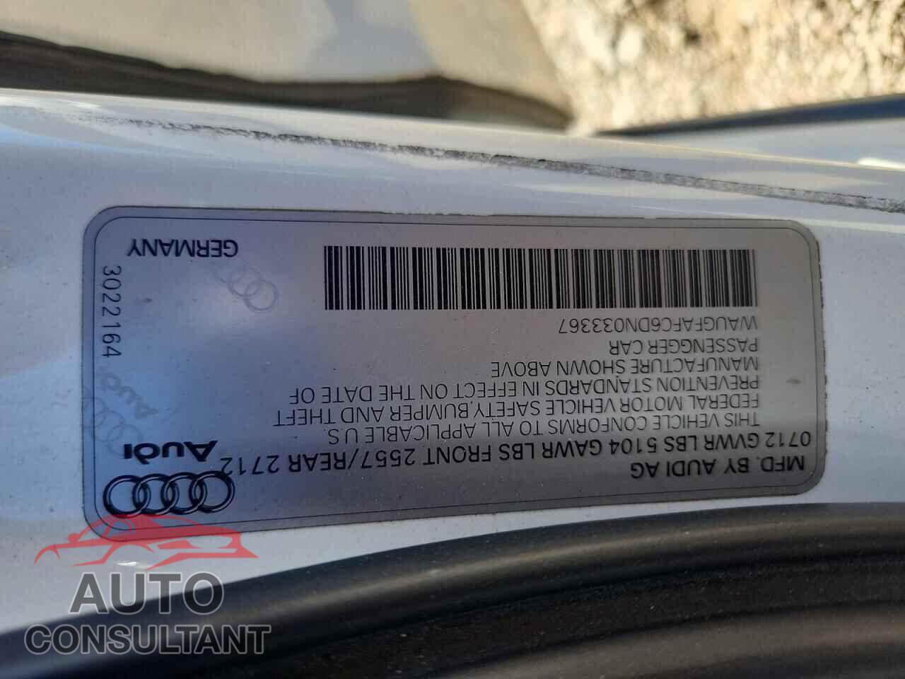 AUDI A6 2013 - WAUGFAFC6DN033367