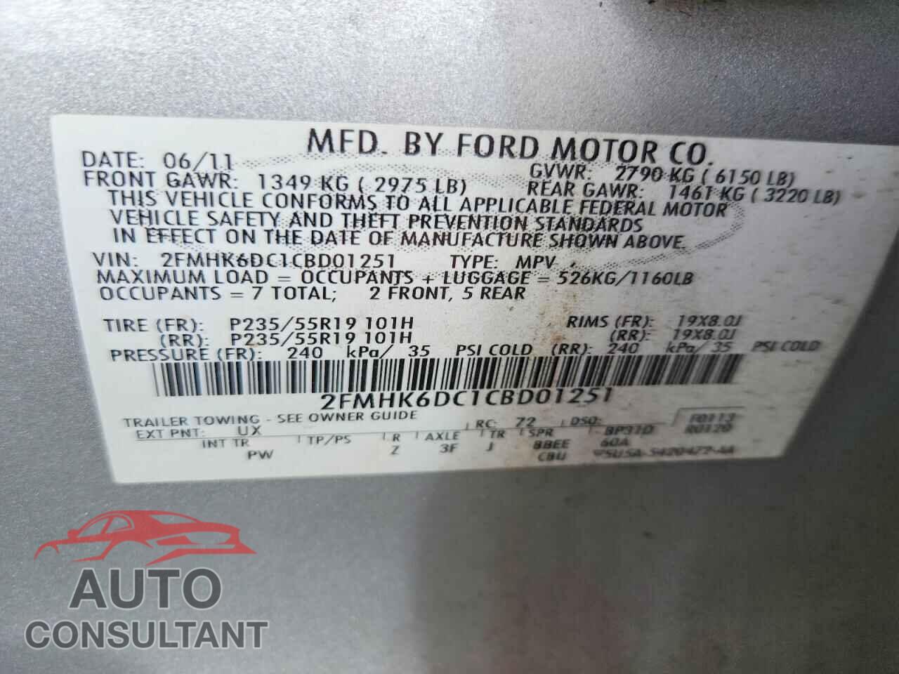 FORD FLEX 2012 - 2FMHK6DC1CBD01251