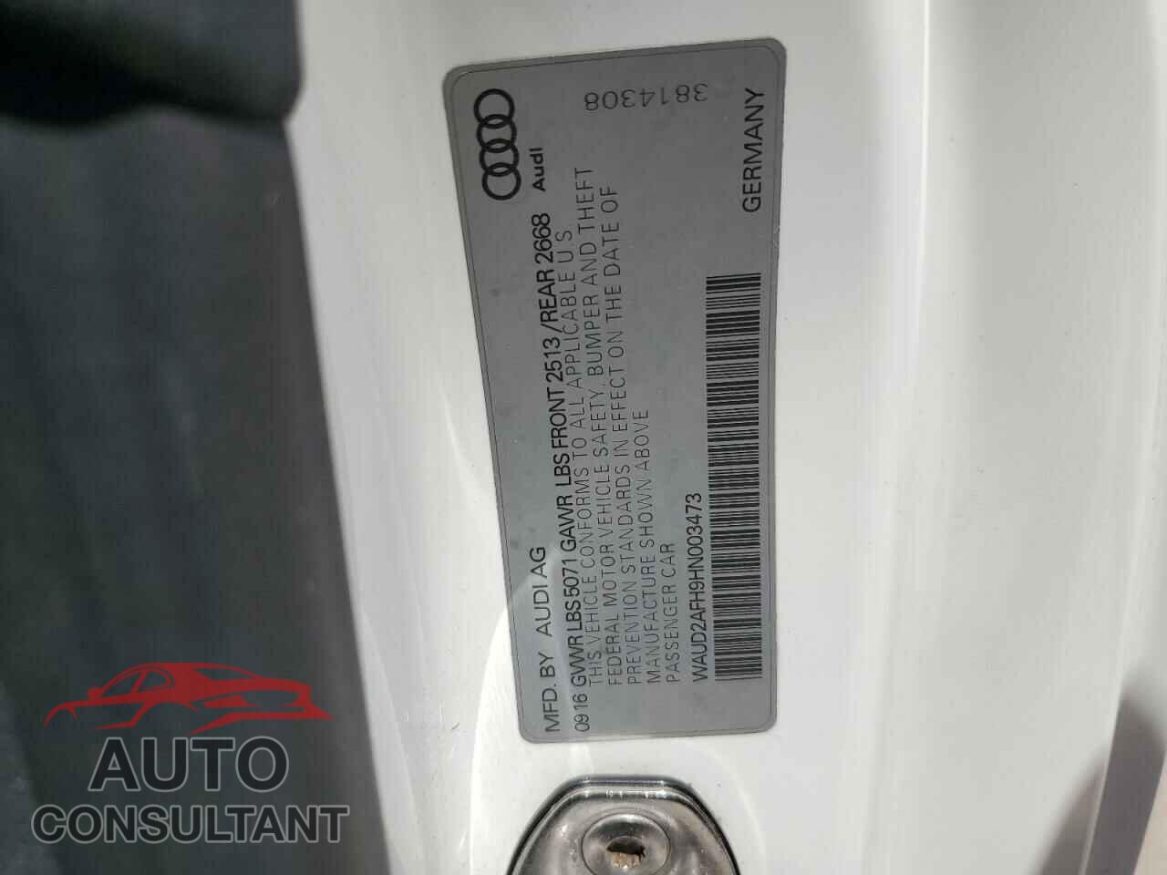 AUDI A5 2017 - WAUD2AFH9HN003473