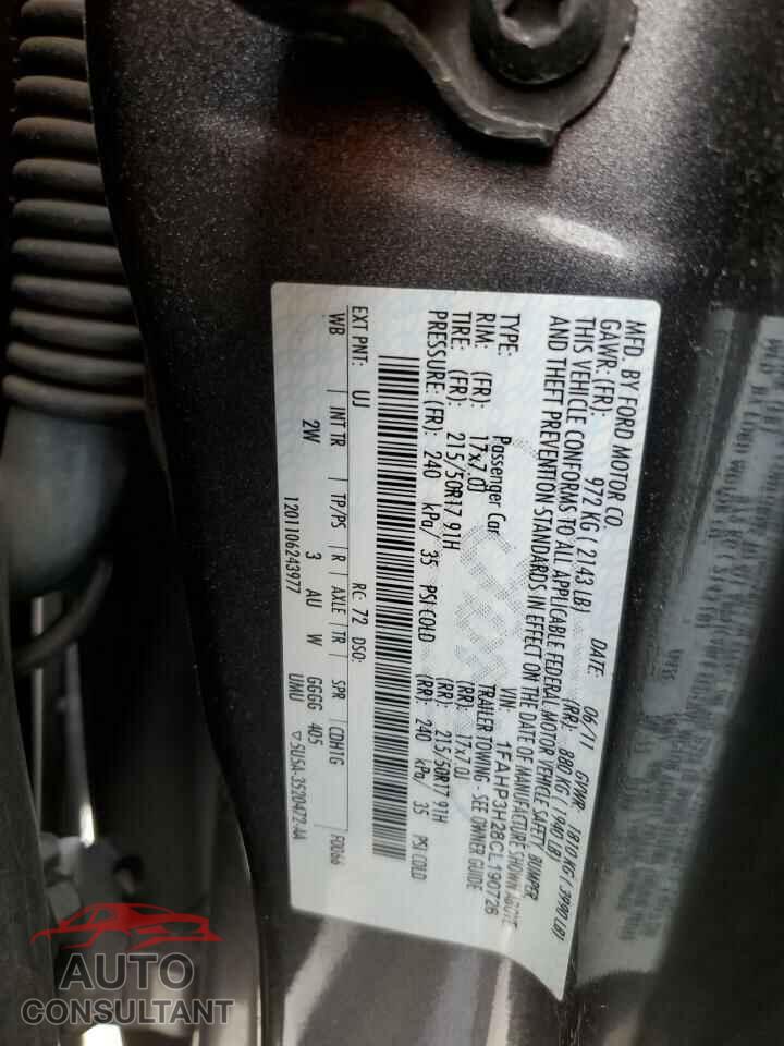 FORD FOCUS 2012 - 1FAHP3H28CL190726