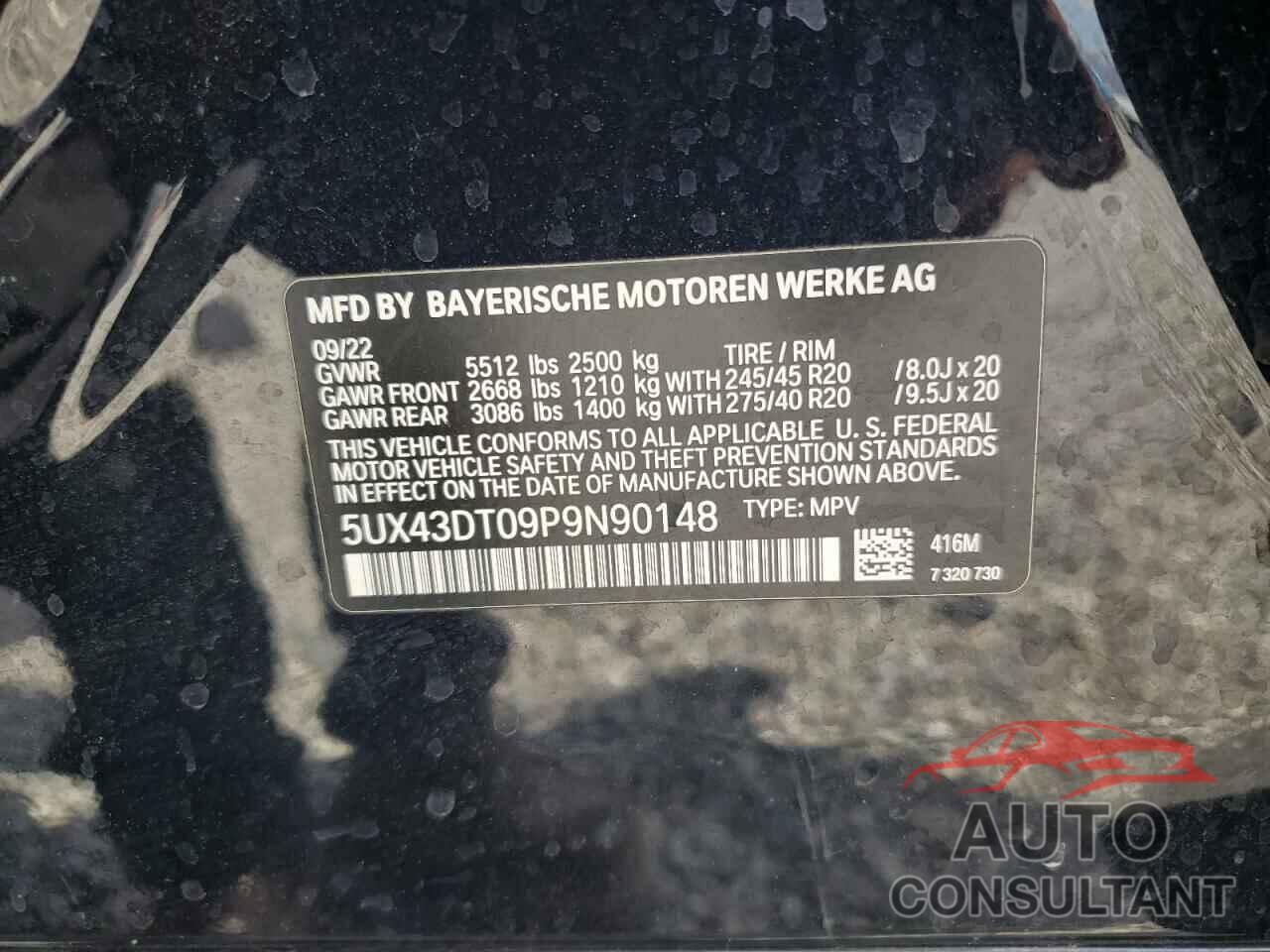 BMW X4 2023 - 5UX43DT09P9N90148