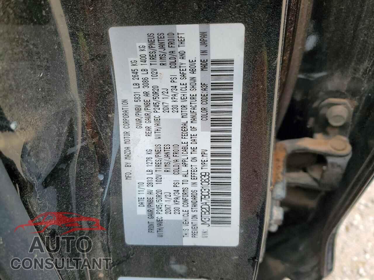 MAZDA CX-9 2011 - JM3TB2DA7B0310839