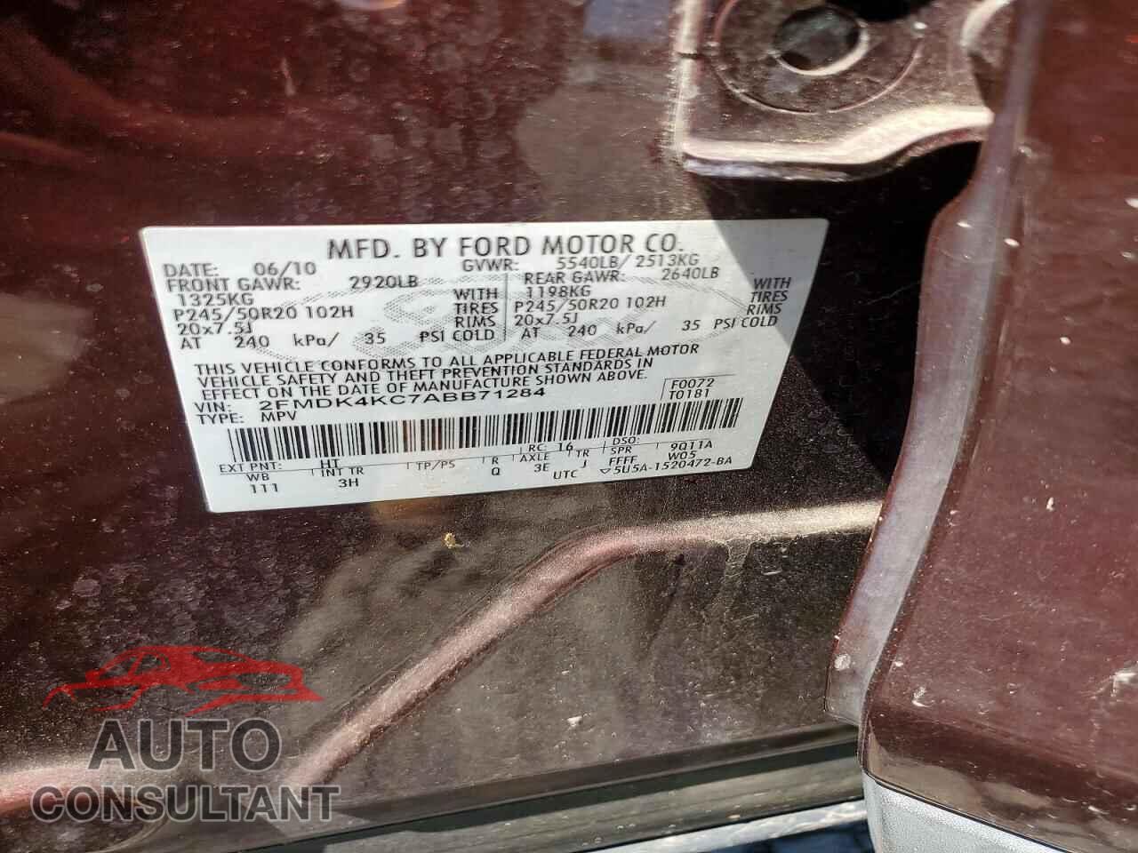 FORD EDGE 2010 - 2FMDK4KC7ABB71284