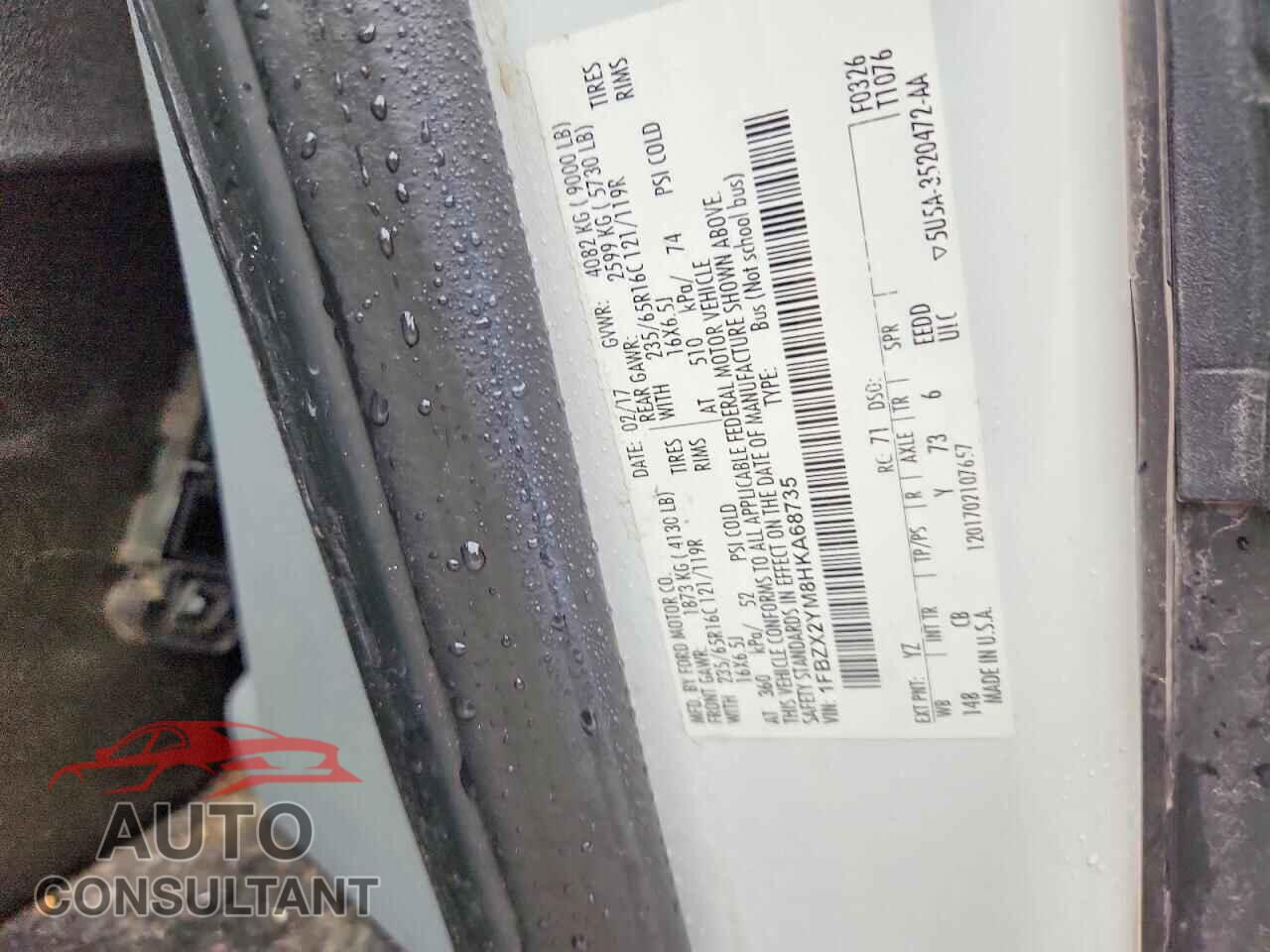 FORD TRANSIT 2017 - 1FBZX2YM8HKA68735
