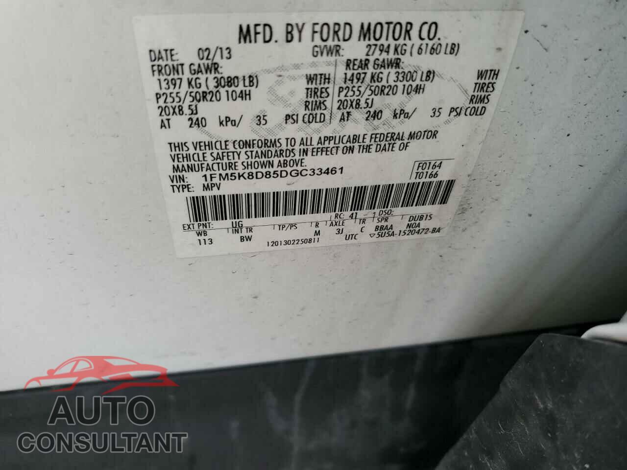 FORD EXPLORER 2013 - 1FM5K8D85DGC33461