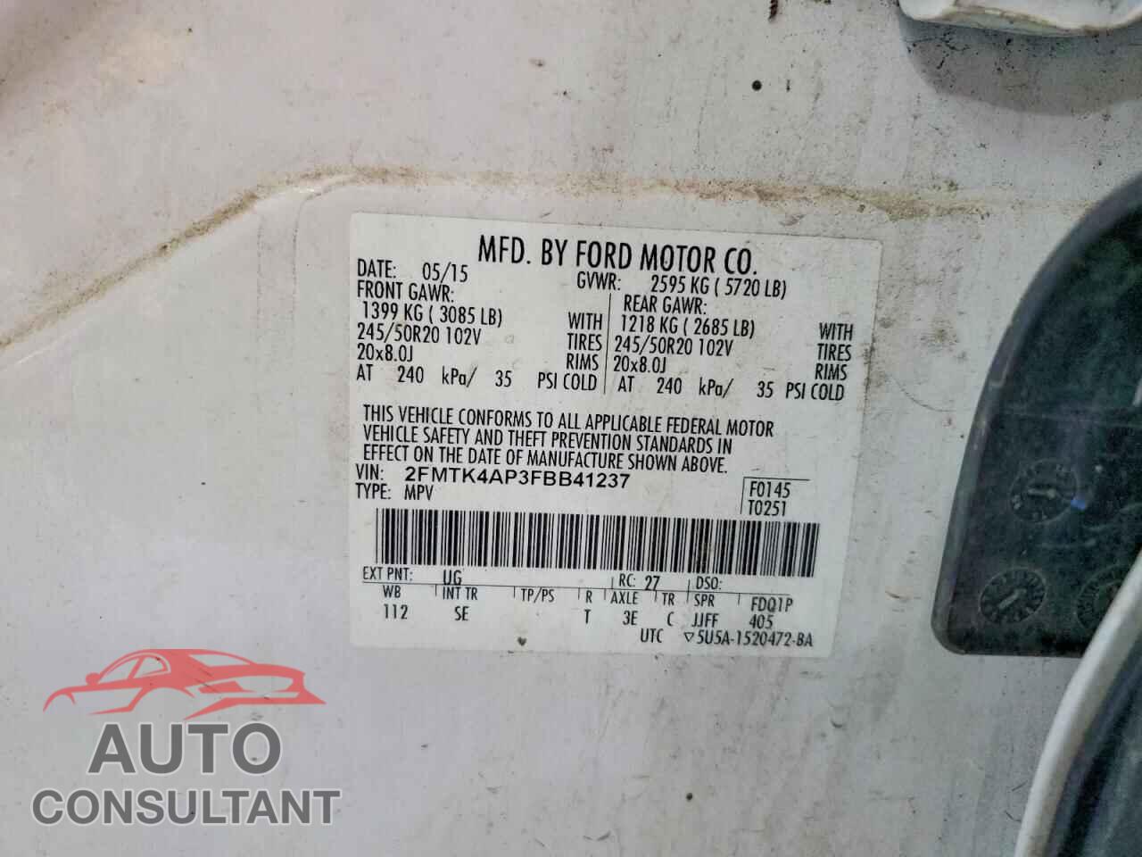FORD EDGE 2015 - 2FMTK4AP3FBB41237