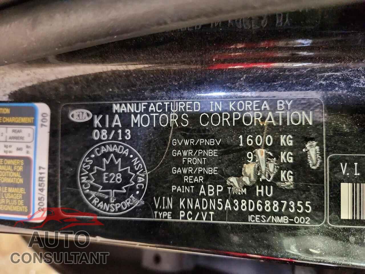 KIA RIO 2013 - KNADN5A38D6887355