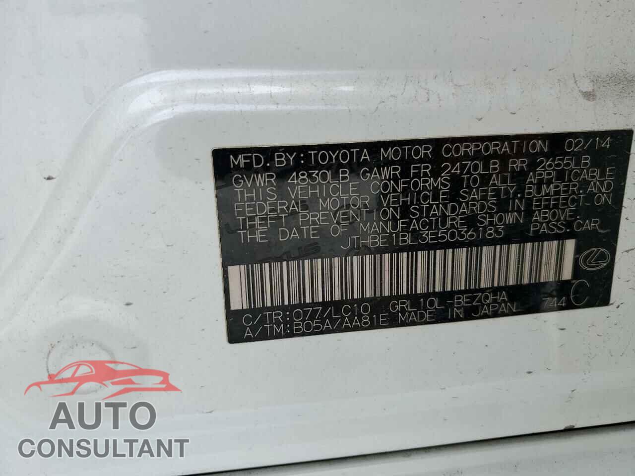 LEXUS GS350 2014 - JTHBE1BL3E5036183