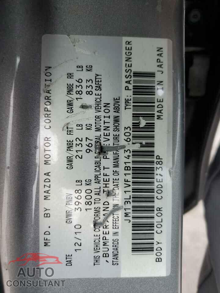 MAZDA 3 2011 - JM1BL1VF1B1433603