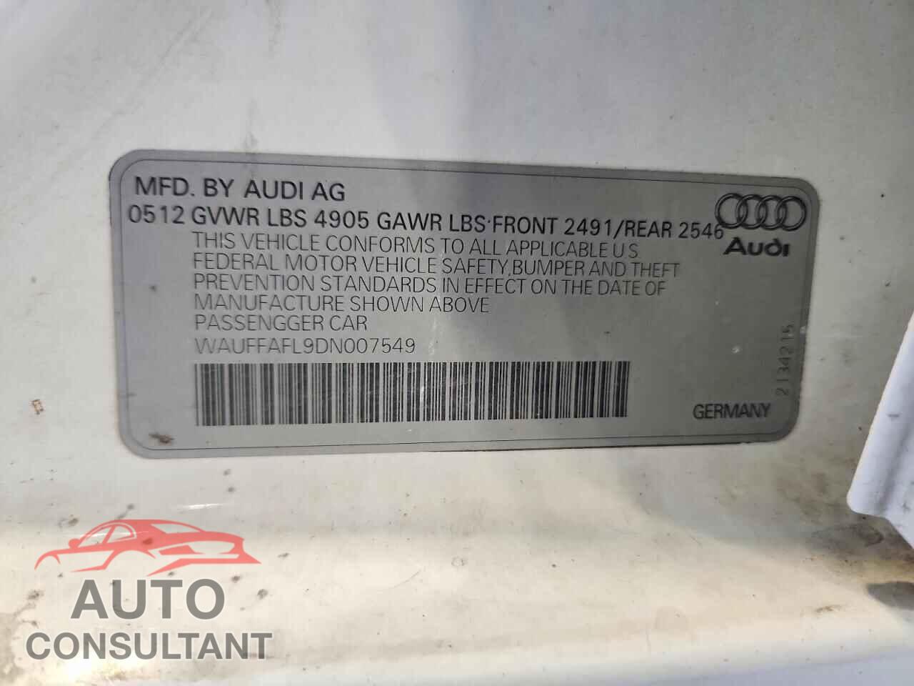 AUDI A4 2013 - WAUFFAFL9DN007549