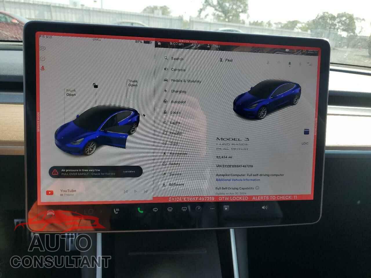 TESLA MODEL 3 2019 - 5YJ3E1EB8KF497219