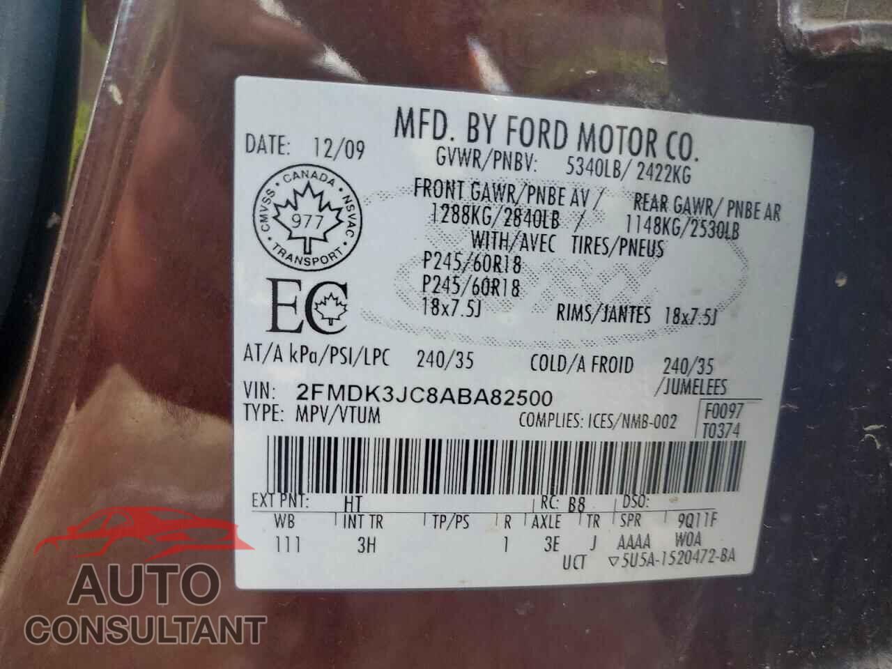 FORD EDGE 2010 - 2FMDK3JC8ABA82500
