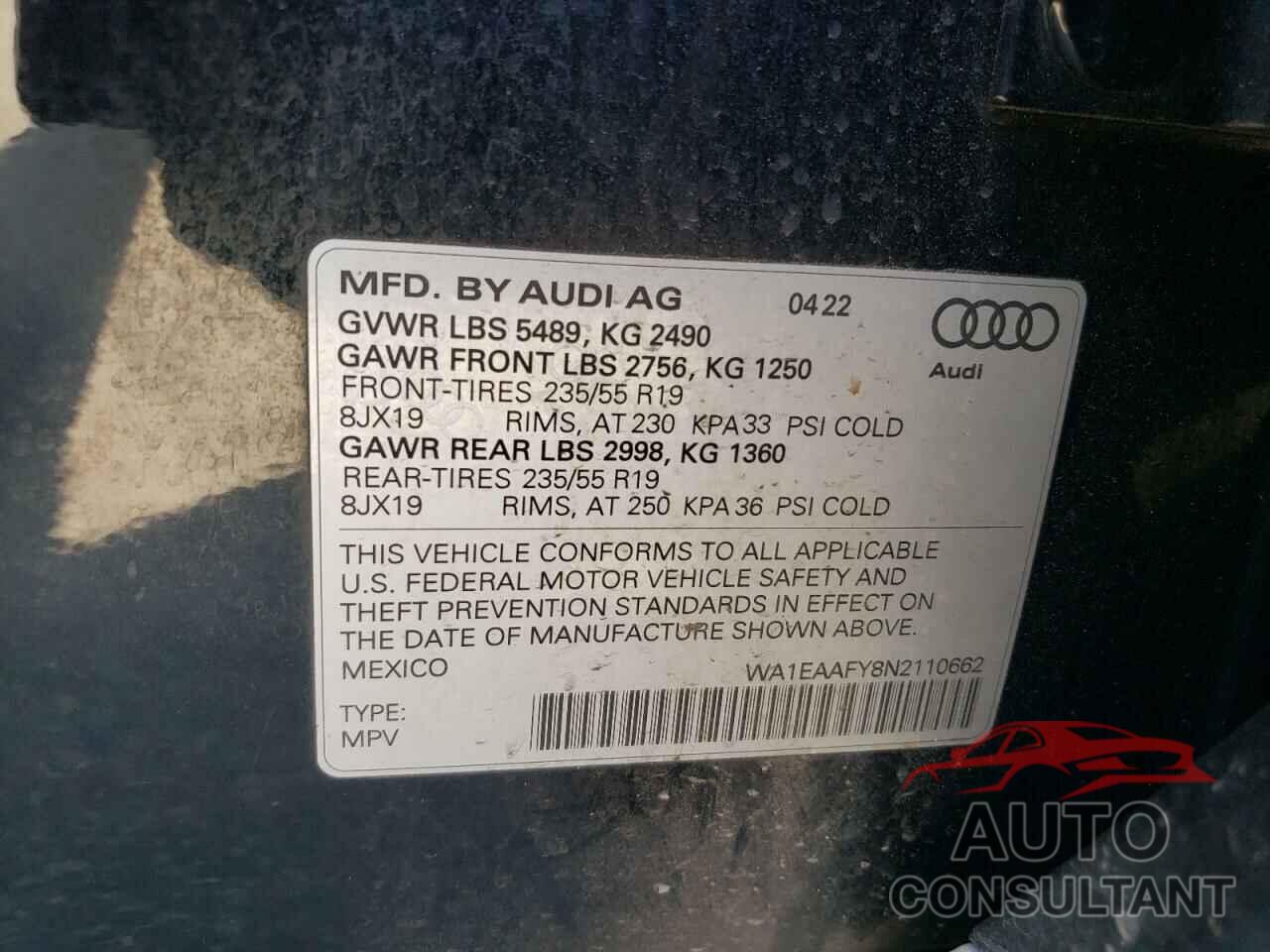 AUDI Q5 2022 - WA1EAAFY8N2110662