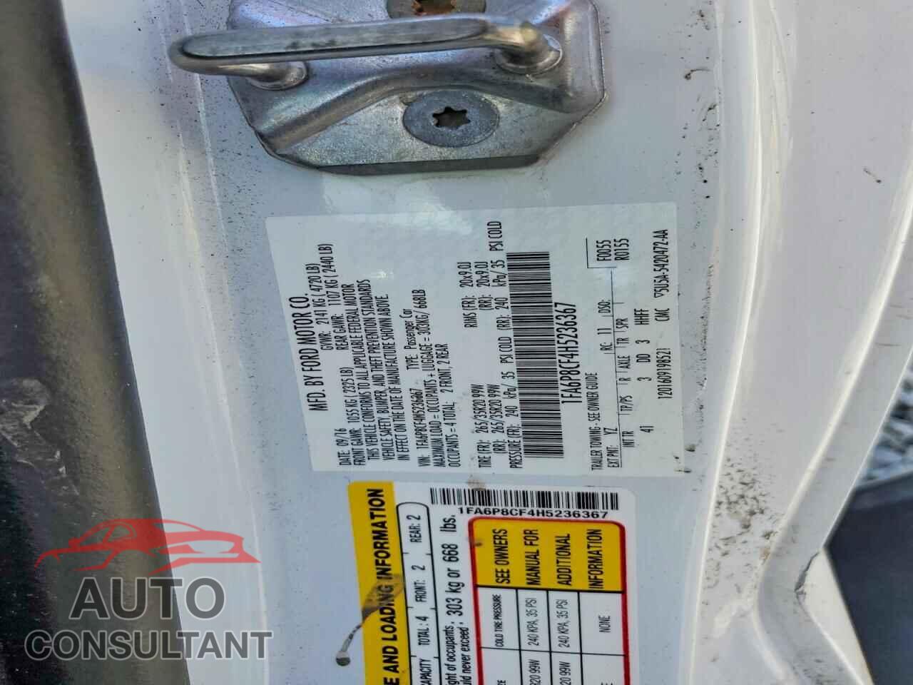 FORD MUSTANG 2017 - 1FA6P8CF4H5236367