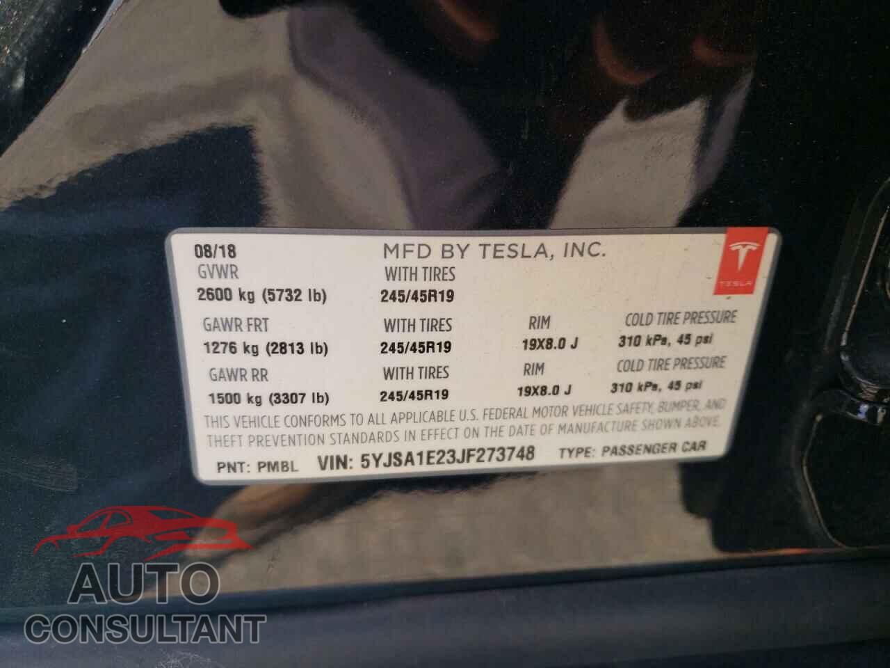 TESLA MODEL S 2018 - 5YJSA1E23JF273748