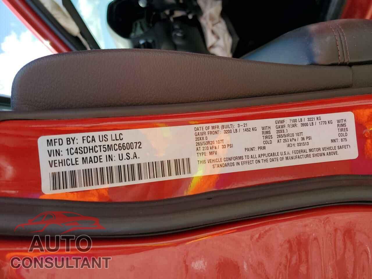 DODGE DURANGO 2021 - 1C4SDHCT5MC660072