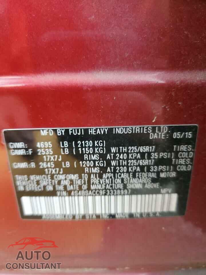 SUBARU OUTBACK 2015 - 4S4BSACC9F3338997