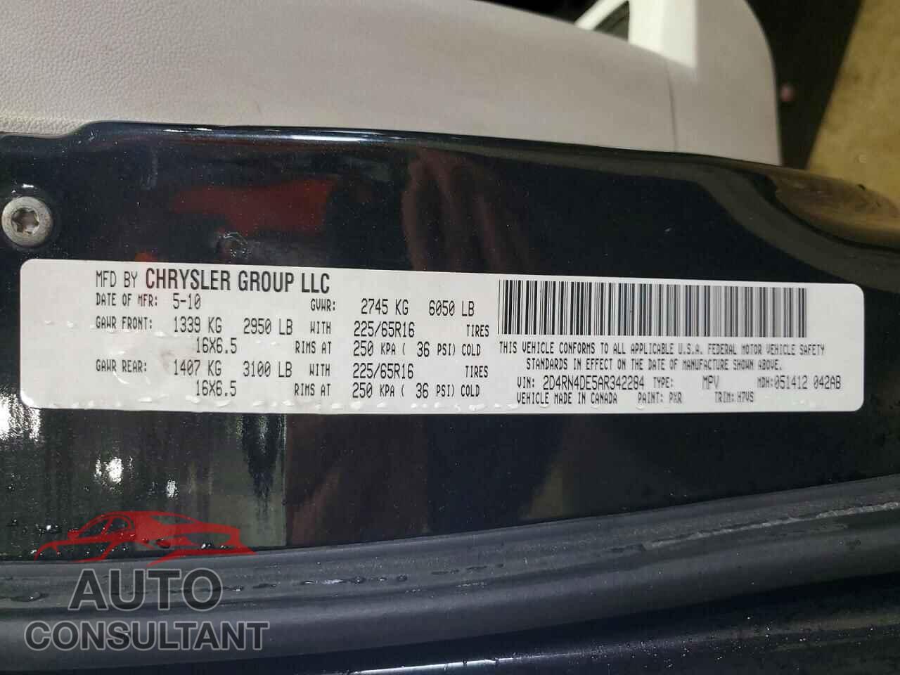 DODGE CARAVAN 2010 - 2D4RN4DE5AR342284