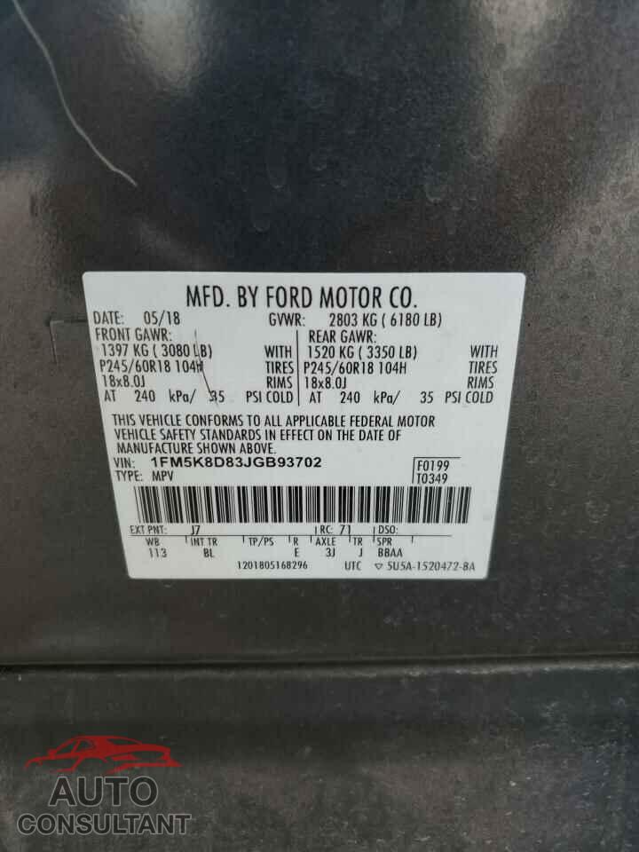FORD EXPLORER 2018 - 1FM5K8D83JGB93702